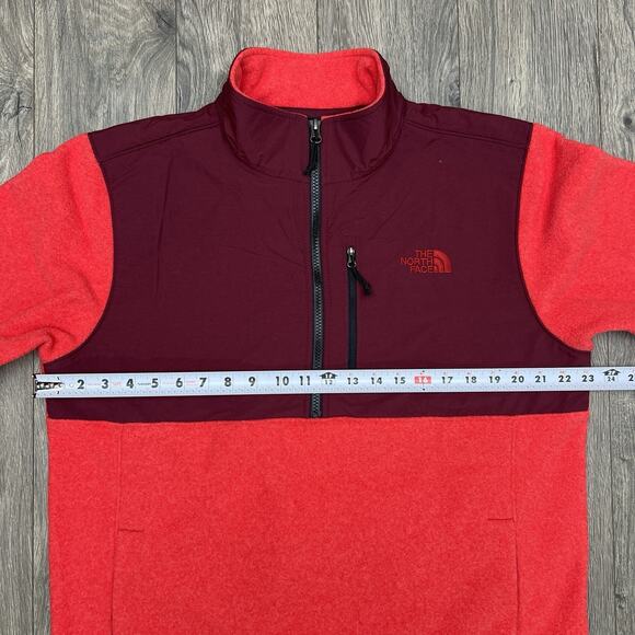 The North Face Fleece Jacket Large Mens Full Zip Red Orange Black - Picture 4 of 10